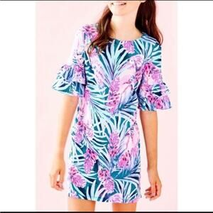 Lilly Pulitzer Short Sleeve Lula Mini Dress in Mr. Peacock Blue Pink XS